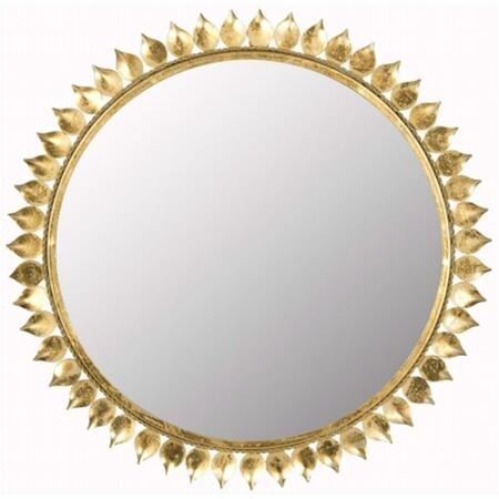 SAFAVIEH Leaf Crown Sunburst Mirror- Antique Gold - 27 x 1.5 x 27 in. MIR4025A